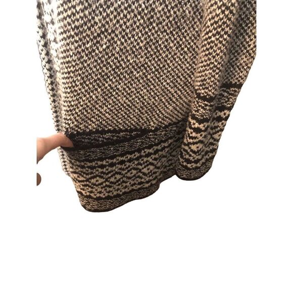 Heavy wool Lucky Brand aztec black and cream colored open front long line cardig - Picture 8 of 11